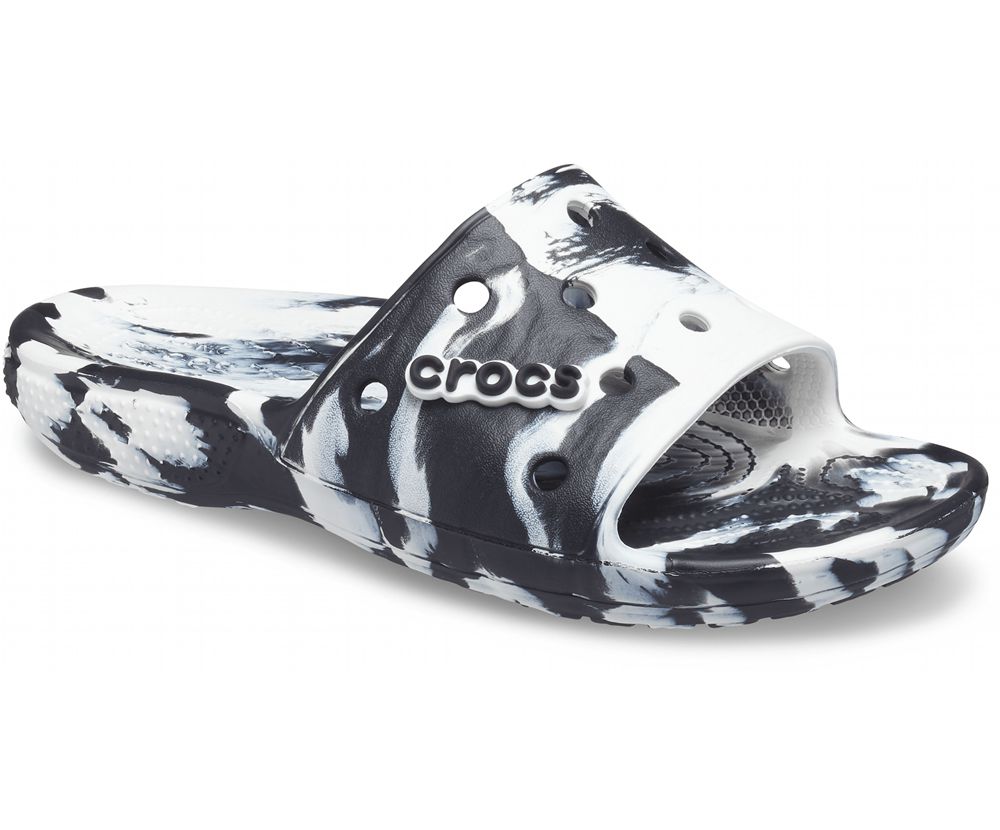 Crocs Classic Marbled Badesandaler Dame Sort | 713-EFKNYT