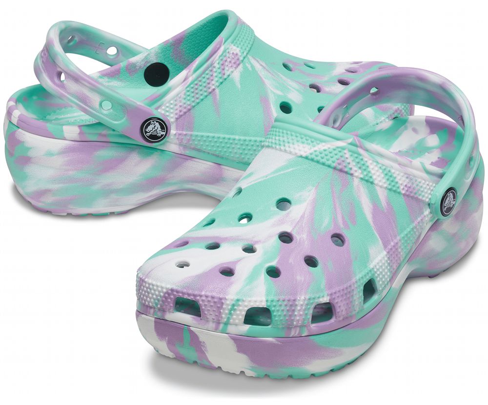 Crocs Classic Marbled Platform Træsko Dame Turkis | 238-MEFPTK