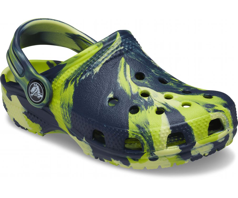 Crocs Classic Marbled Træsko Drenge Grøn | 275-FKGQAJ