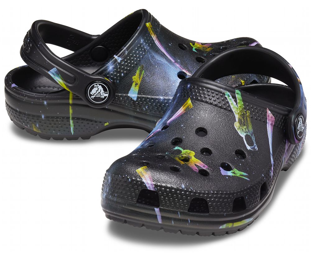 Crocs Classic Out Of This World Ii Træsko Pige Sort | 142-PHWOUA