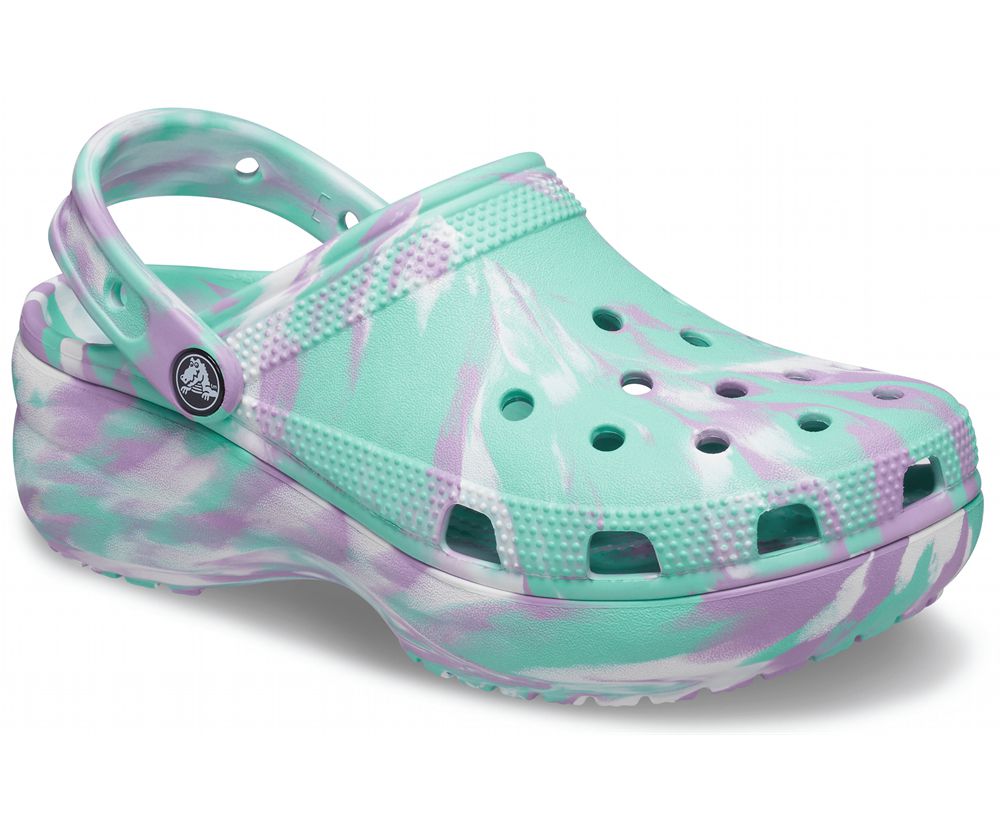 Crocs Classic Platform Marbled Træsko Dame Turkis | 761-TDAFQI