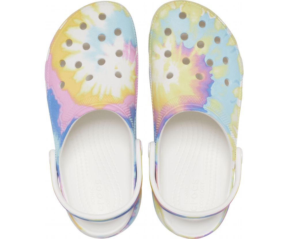 Crocs Classic Platform Tie-Dye Graphic Træsko Dame Flerfarvede | 015-AJLGSM