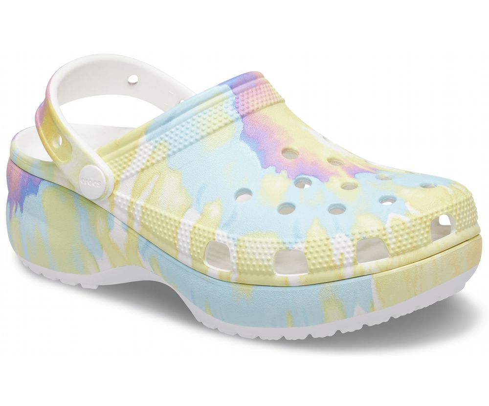 Crocs Classic Platform Tie-Dye Graphic Træsko Dame Flerfarvede | 015-AJLGSM