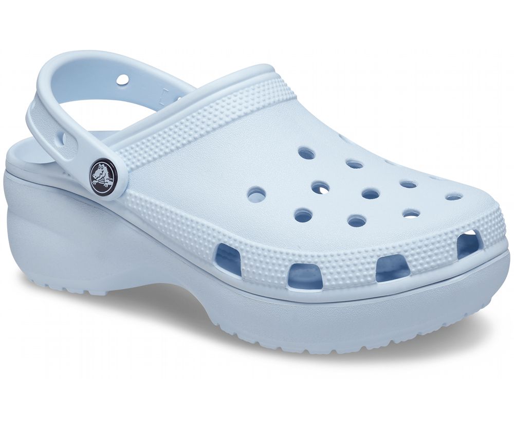 Crocs Classic Platform Træsko Dame Blå | 562-BCLKFD