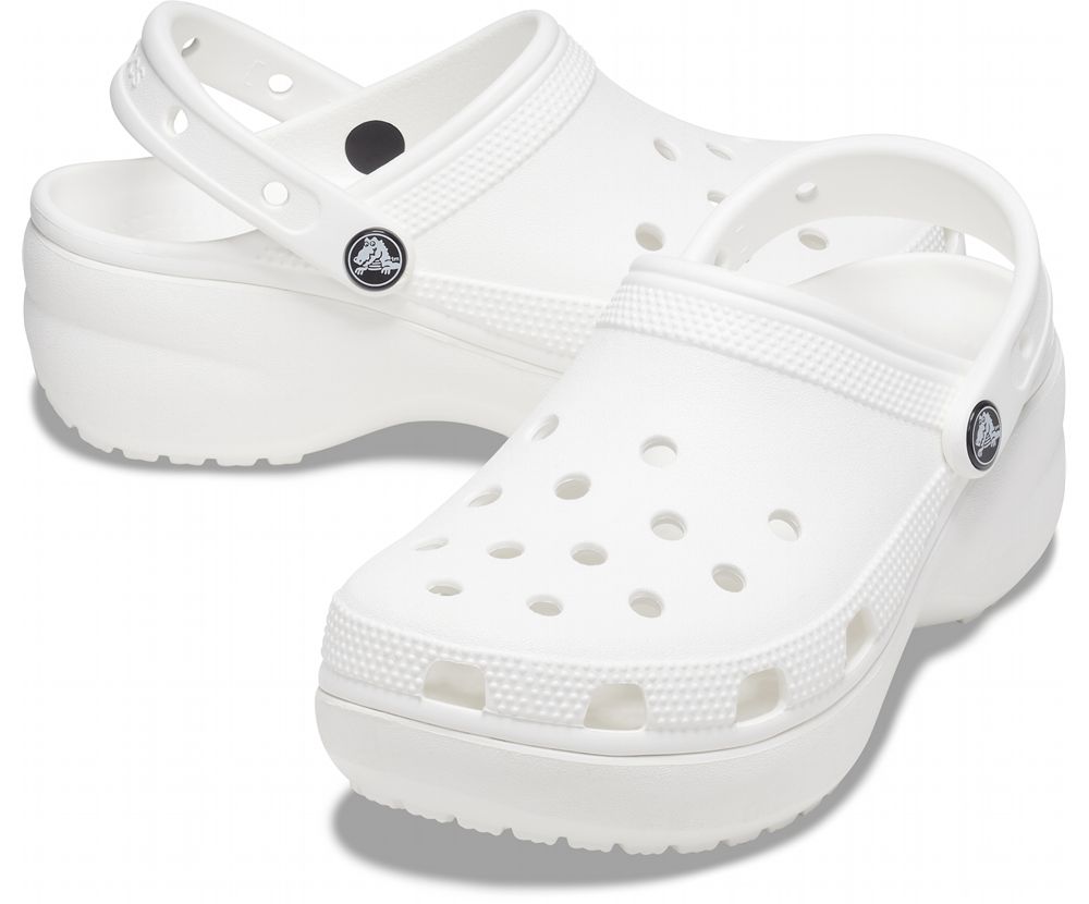 Crocs Classic Platform Træsko Dame Hvide | 690-YOXHWZ