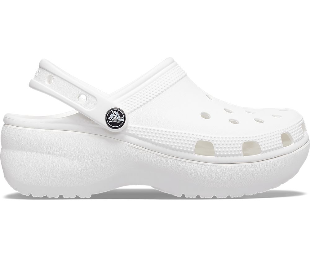 Crocs Classic Platform Træsko Dame Hvide | 782-XKDYBU