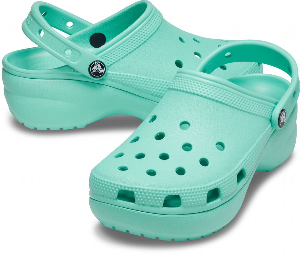 Crocs Classic Platform Træsko Dame Turkis | 704-WVBGUJ