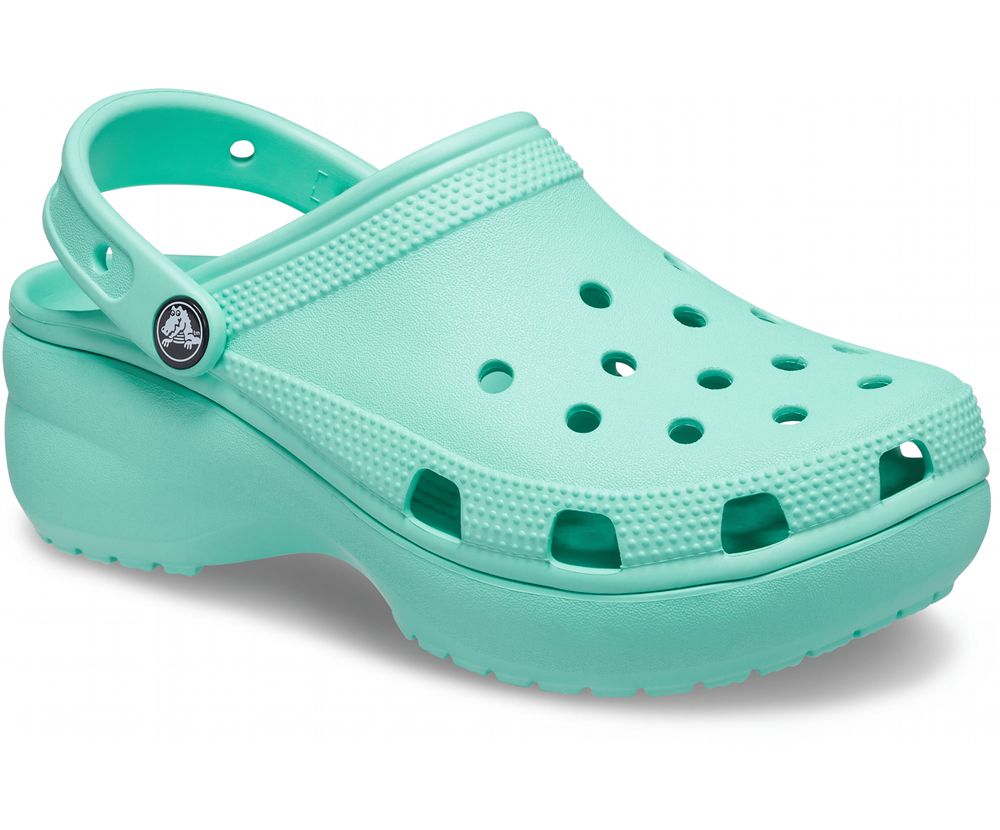 Crocs Classic Platform Træsko Dame Turkis | 704-WVBGUJ