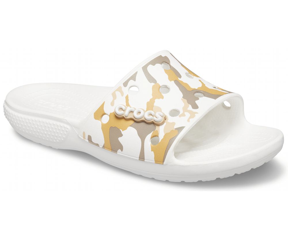 Crocs Classic Printed Camo Badesandaler Dame Hvide | 304-GLAUQO