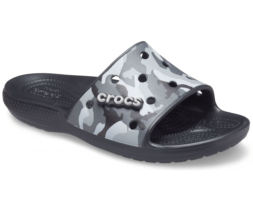 Crocs Classic Printed Camo Badesandaler Dame Sort | 682-IOEPKT