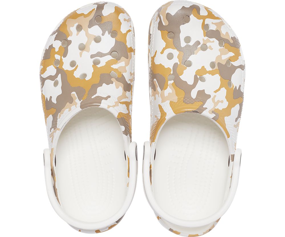 Crocs Classic Printed Træsko Dame Hvide | 809-HFRXLD