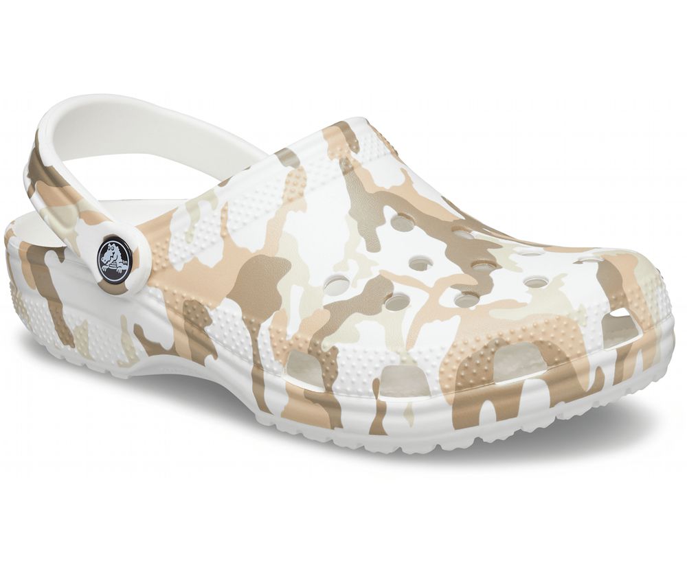 Crocs Classic Printed Træsko Dame Hvide | 809-HFRXLD