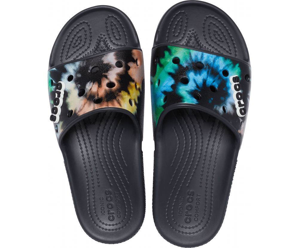 Crocs Classic Tie-Dye Graphic Badesandaler Herre Sort | 148-DGJWOB