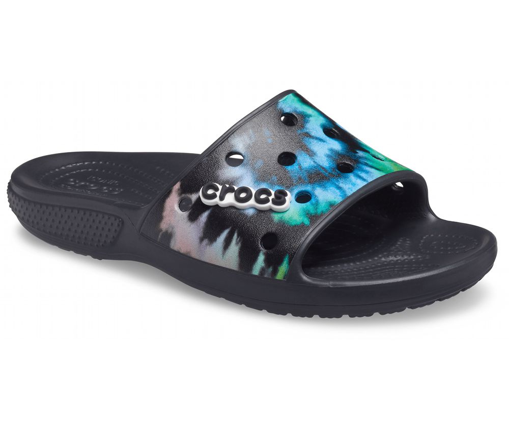 Crocs Classic Tie-Dye Graphic Badesandaler Herre Sort | 148-DGJWOB