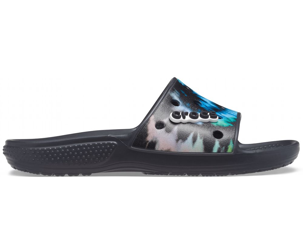 Crocs Classic Tie-Dye Graphic Badesandaler Herre Sort | 148-DGJWOB