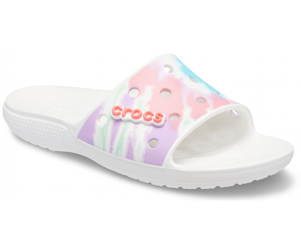 Crocs Classic Tie-Dye Graphic Badesandaler Dame Hvide | 269-ZHYROL