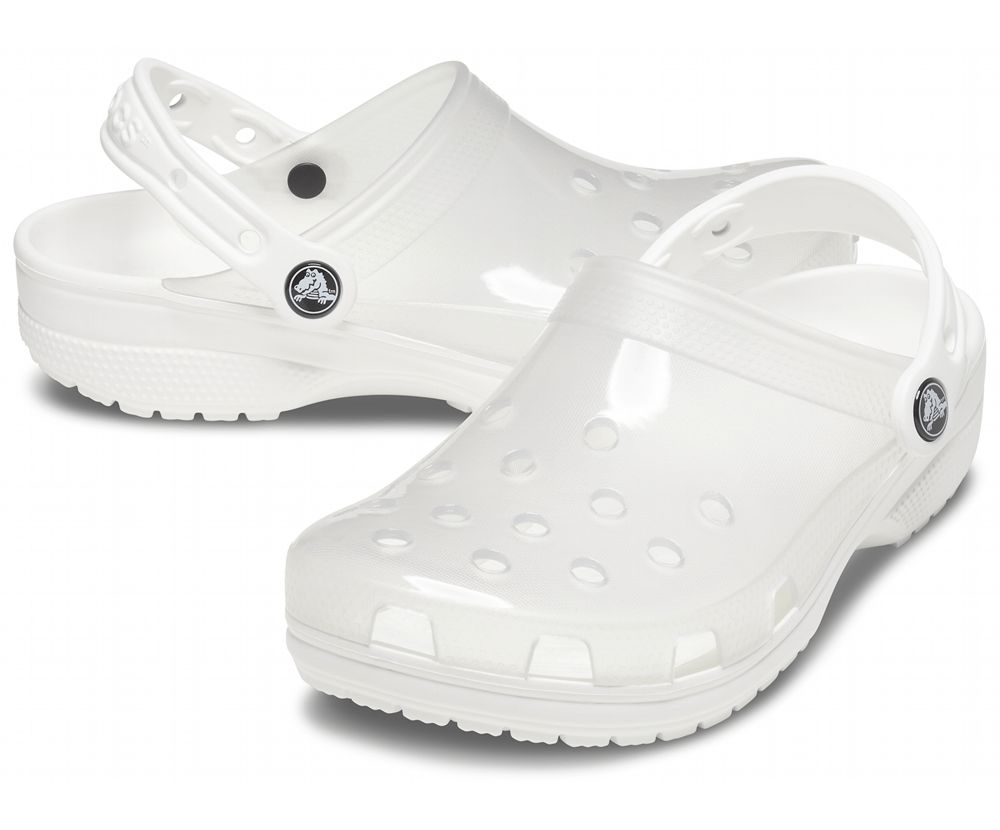 Crocs Classic Translucent Træsko Dame Hvide | 782-DAEQJZ