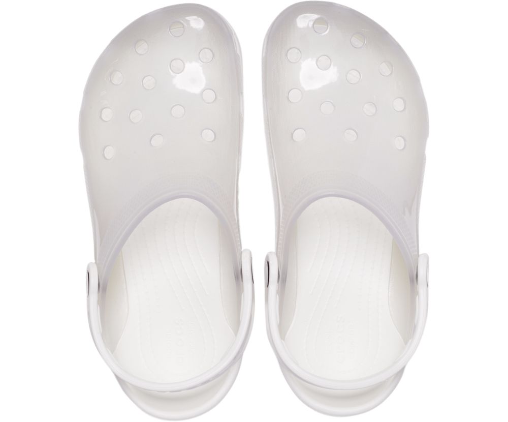 Crocs Classic Translucent Træsko Dame Hvide | 782-DAEQJZ