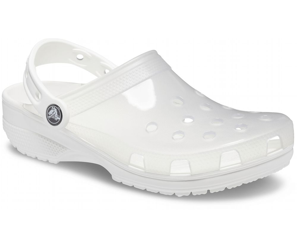 Crocs Classic Translucent Træsko Dame Hvide | 782-DAEQJZ