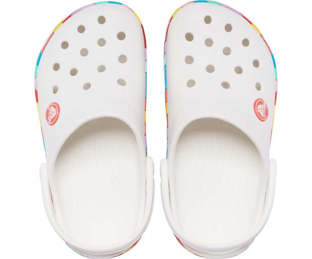 Crocs Crocband™ Chevron Beaded Træsko Pige Hvide | 157-XKUHNA