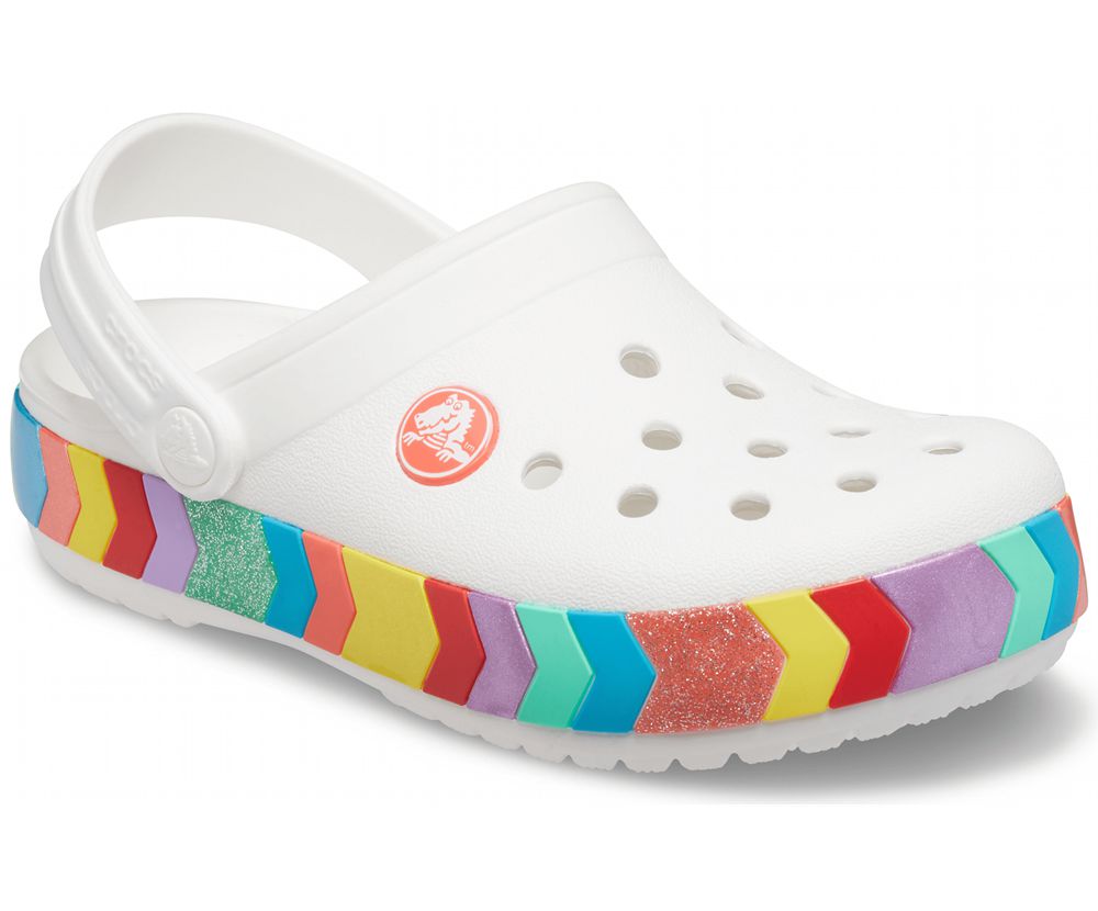 Crocs Crocband™ Chevron Beaded Træsko Pige Hvide | 157-XKUHNA