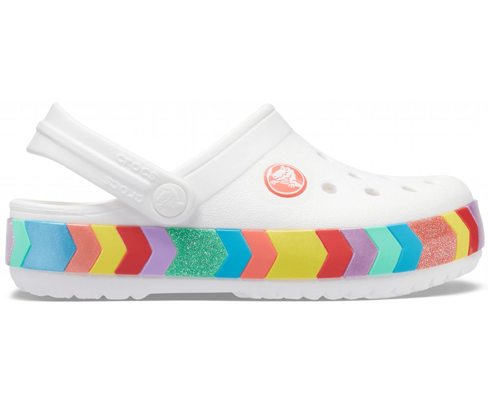 Crocs Crocband™ Chevron Beaded Træsko Pige Hvide | 157-XKUHNA