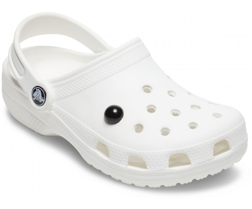 Crocs Dark Grey Dome Stud Jibbitz Dame Sort | 698-SYDGFU