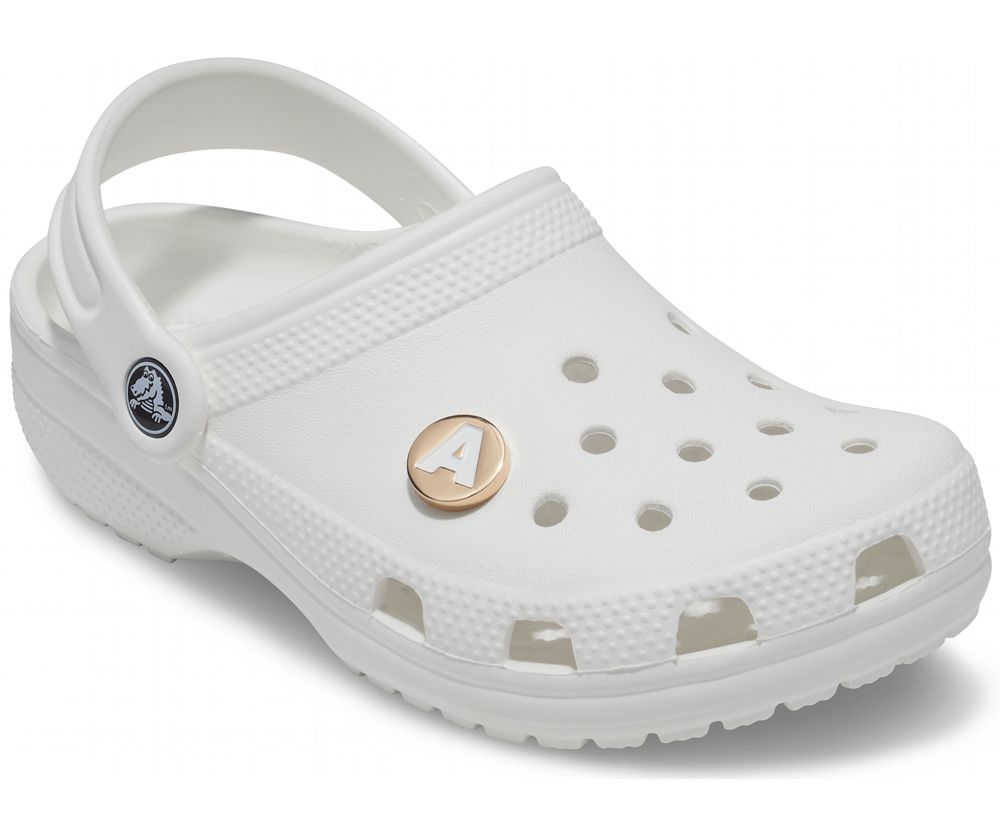 Crocs Letter A Jibbitz Dame Guld | 503-WYUPJQ