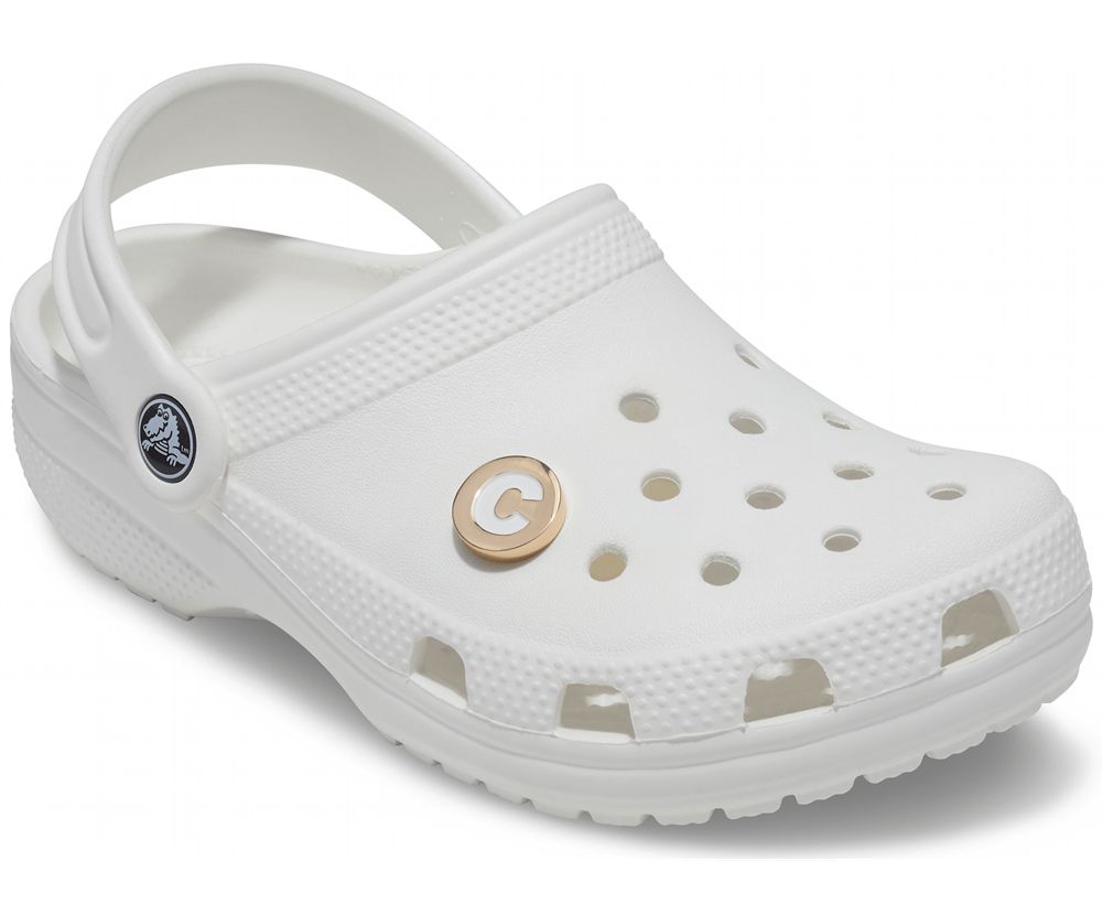 Crocs Letter C Jibbitz Dame Guld | 629-LRHOUI