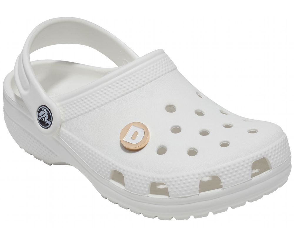 Crocs Letter D Jibbitz Dame Guld | 754-LMXFWR