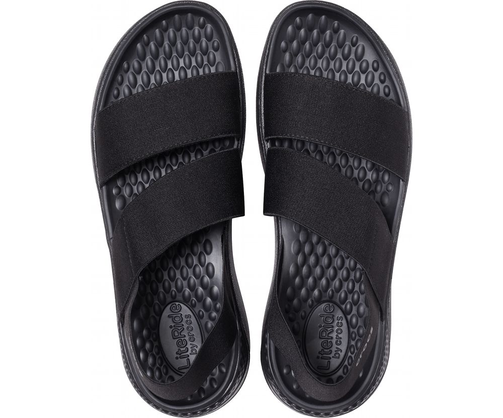 Crocs Literide™ Stretch Sandaler Dame Sort | 159-ZVFTKI