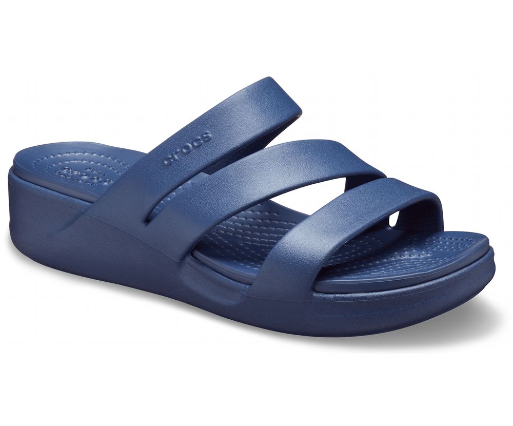 Crocs Monterey Strappy Kilehæl Sandaler Dame Mørkeblå | 061-CILBPH