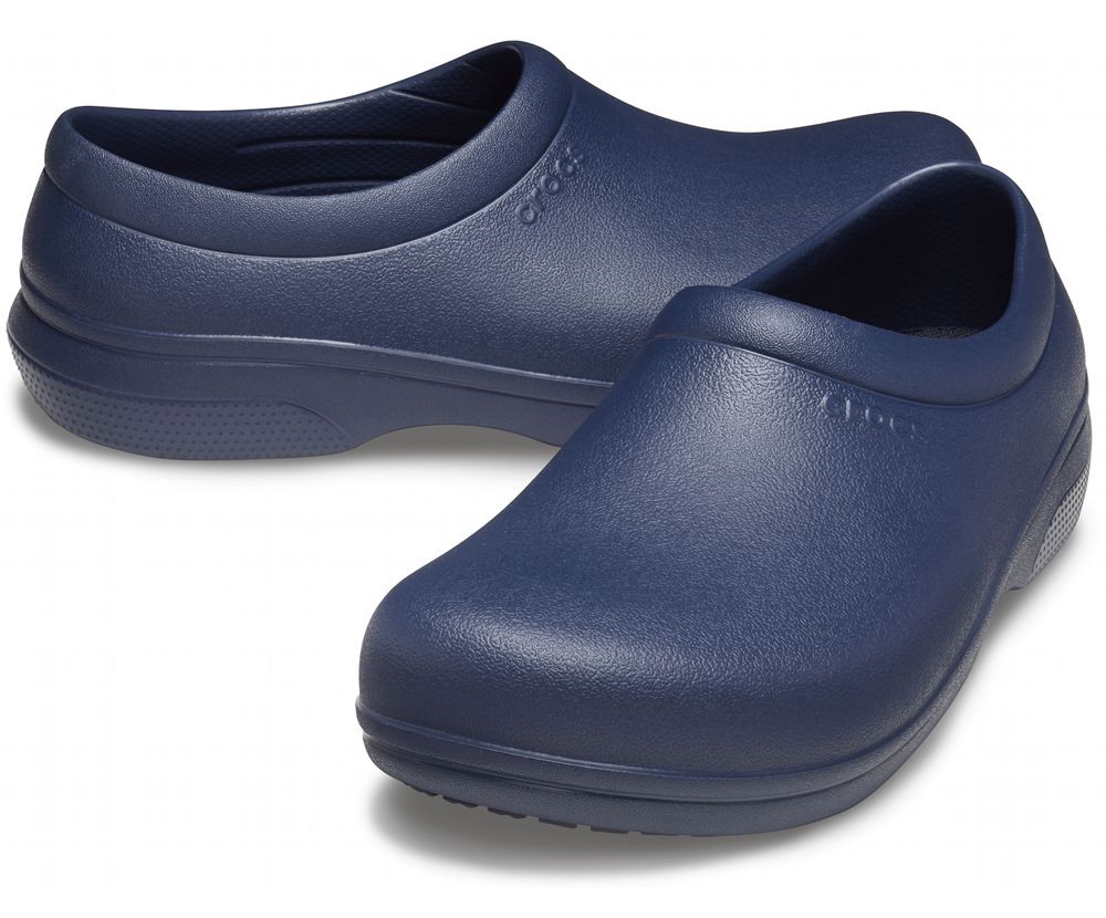 Crocs On-The-Clock Arbejds Slip-On Træsko Dame Mørkeblå | 614-GRHUJQ