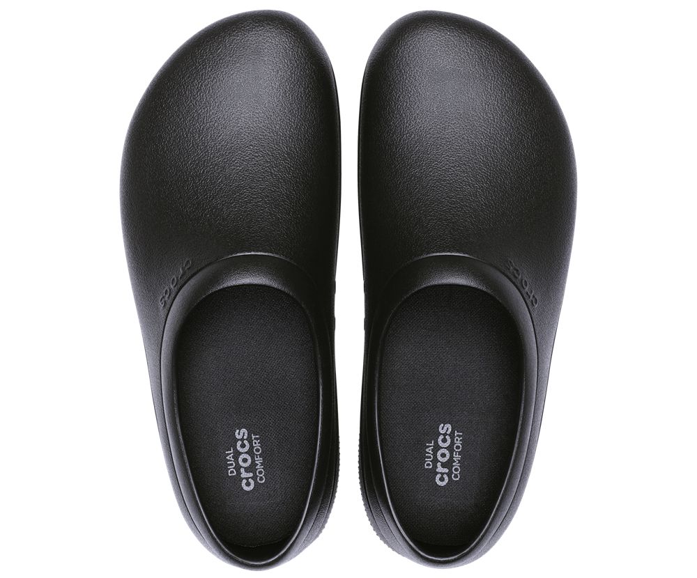 Crocs On-The-Clock Arbejds Slip-On Træsko Herre Sort | 715-HDBNFX