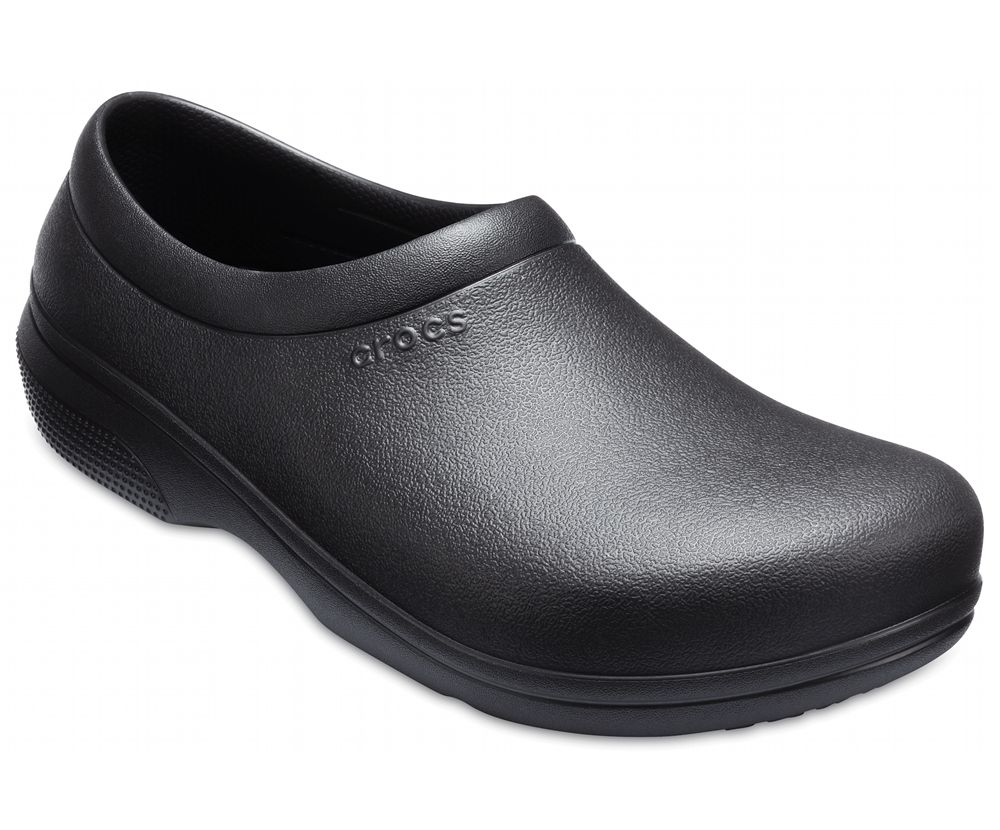 Crocs On-The-Clock Arbejds Slip-On Træsko Herre Sort | 715-HDBNFX