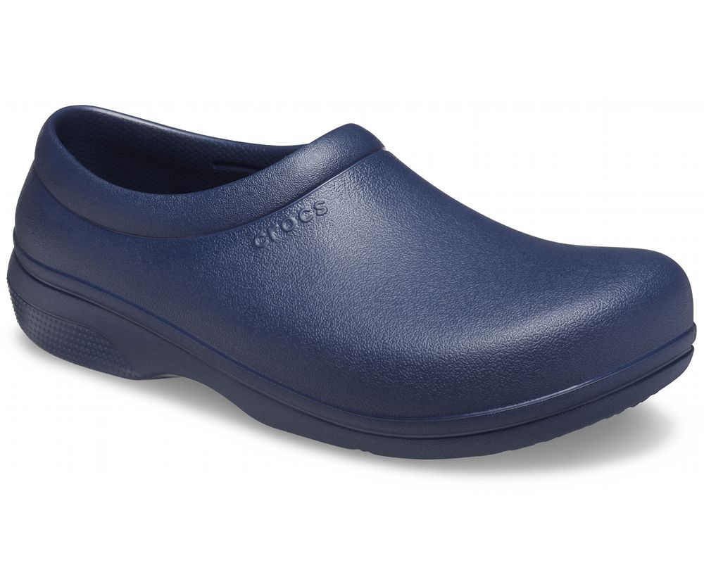 Crocs On-The-Clock Arbejds Slip-On Træsko Herre Mørkeblå | 841-FNUHYS