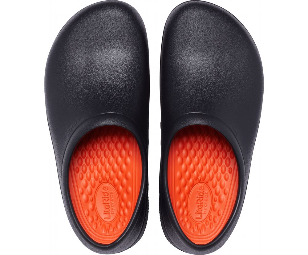 Crocs On-The-Clock Literide™ Slip-On Træsko Herre Sort | 714-MBAJDQ