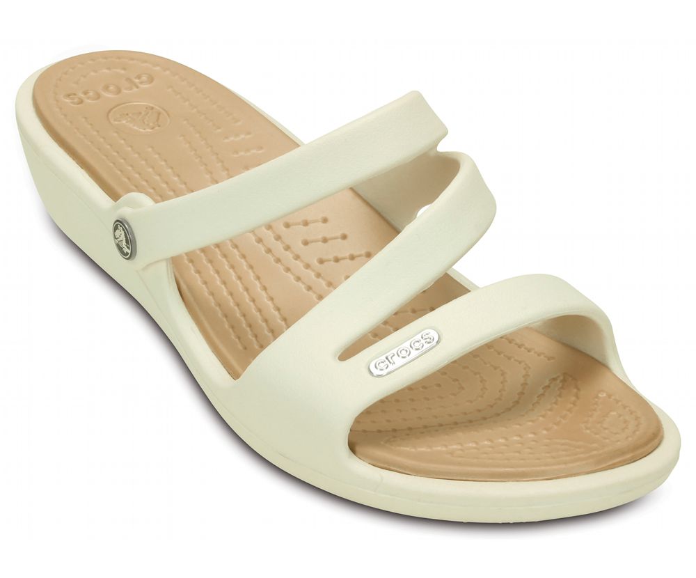 Crocs Patricia Kilehæl Sandaler Dame Beige | 207-HXAFMU