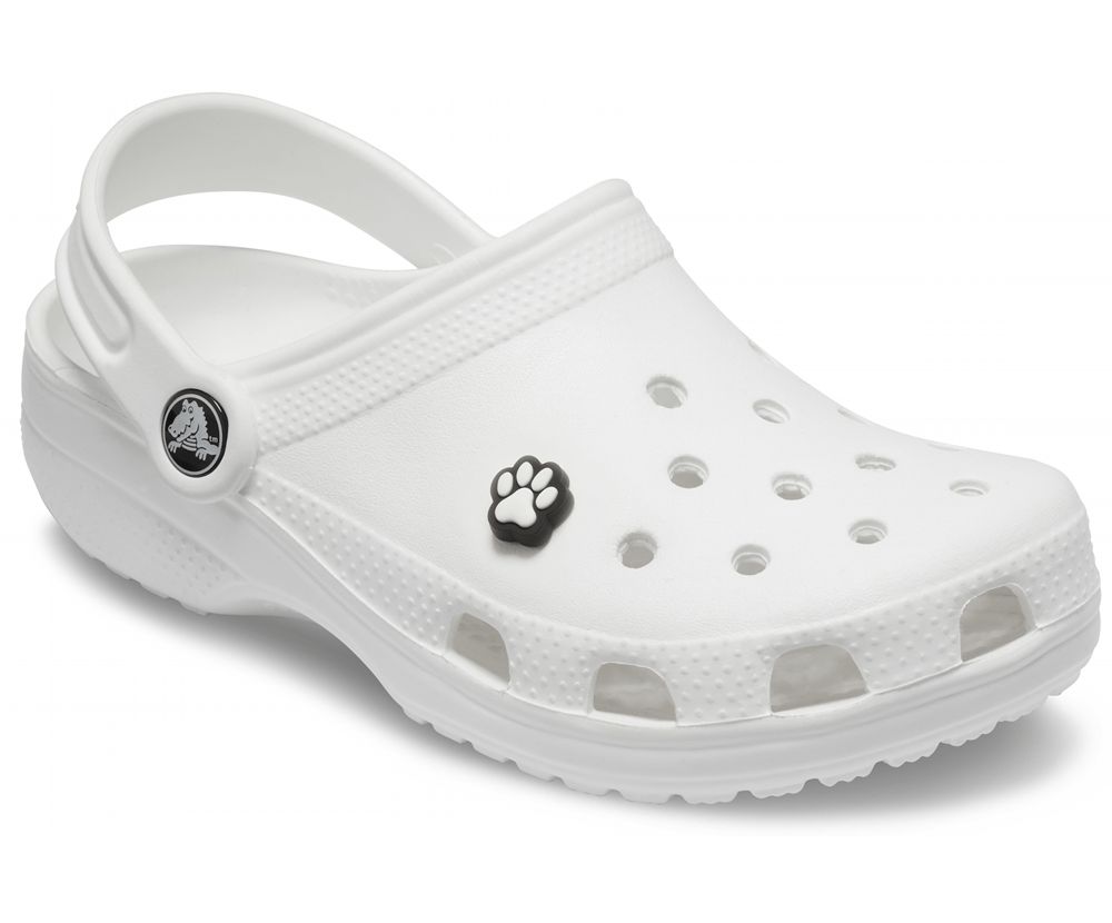 Crocs Paw Print Jibbitz Dame Hvide | 485-CBJPXR