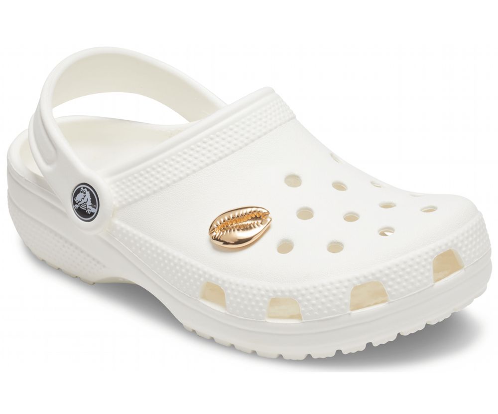 Crocs Puka Shell Jibbitz Dame Guld | 859-HJBZDT