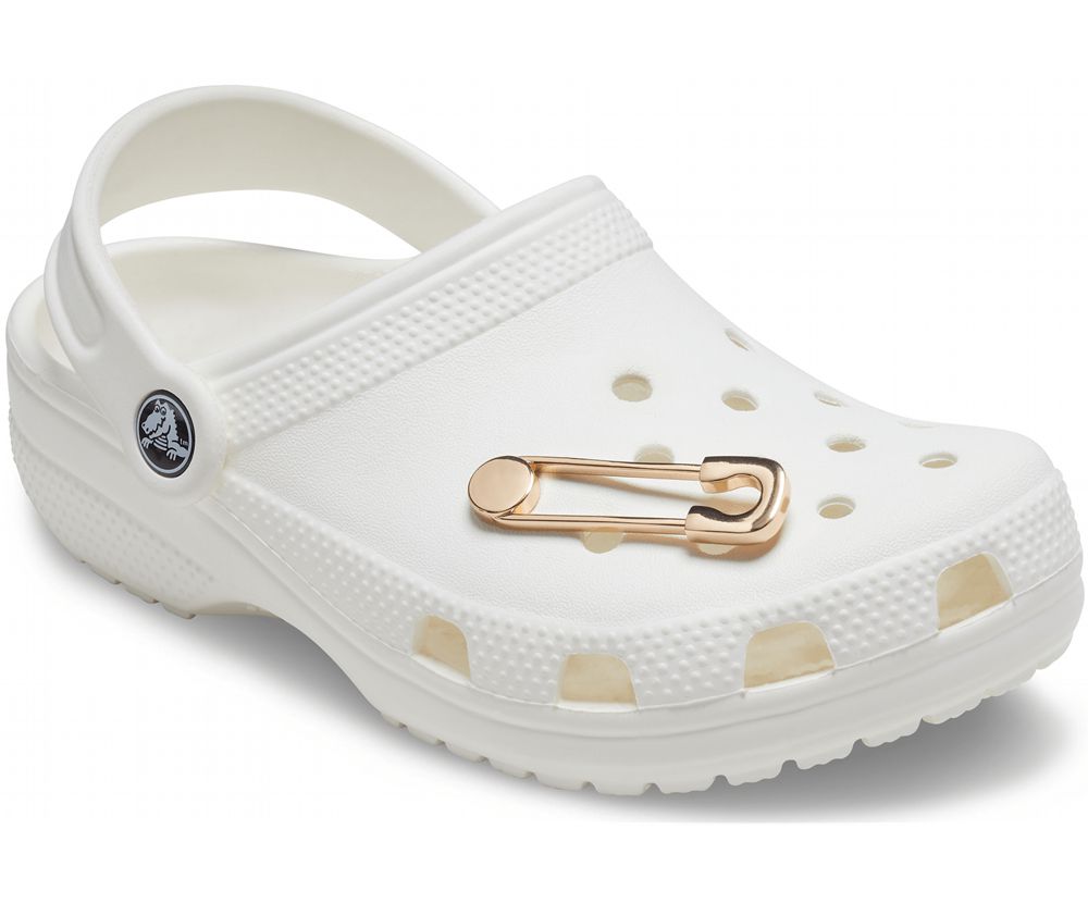 Crocs Sikkerheds Pin Jibbitz Dame Guld | 126-RDBQSN