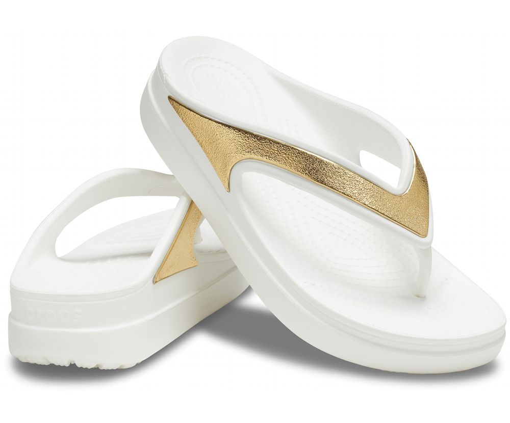 Crocs Sloane Shine Kilehæl Sandaler Dame Guld | 235-MZFIGN