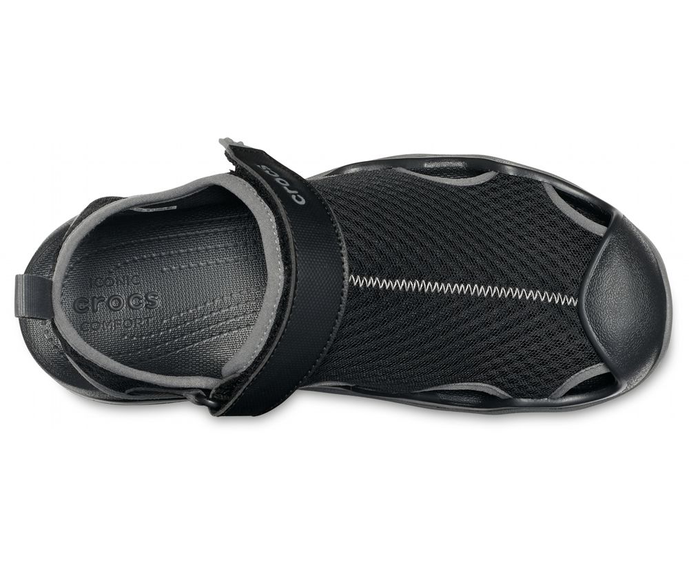 Crocs Swiftwater™ Mesh Deck Sandaler Herre Sort | 039-INMTQC