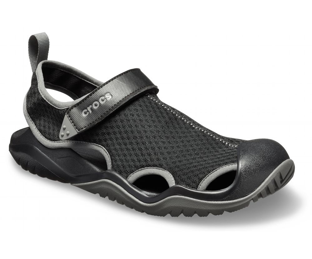 Crocs Swiftwater™ Mesh Deck Sandaler Herre Sort | 039-INMTQC