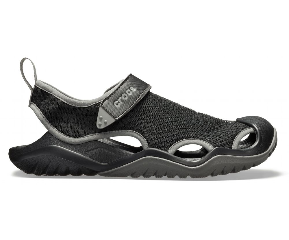 Crocs Swiftwater™ Mesh Deck Sandaler Herre Sort | 039-INMTQC