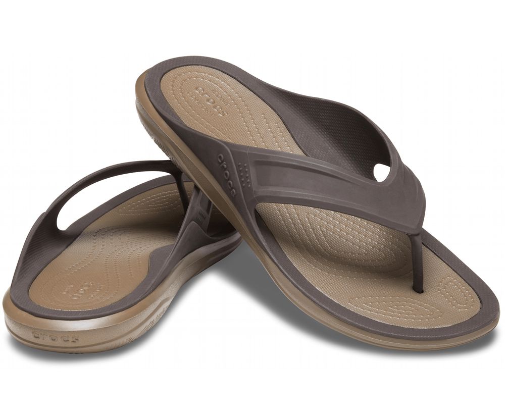 Crocs Swiftwater™ Wave Flip Sandaler Herre Brune | 483-HVURDB