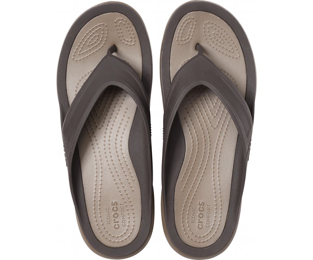 Crocs Swiftwater™ Wave Flip Sandaler Herre Brune | 483-HVURDB