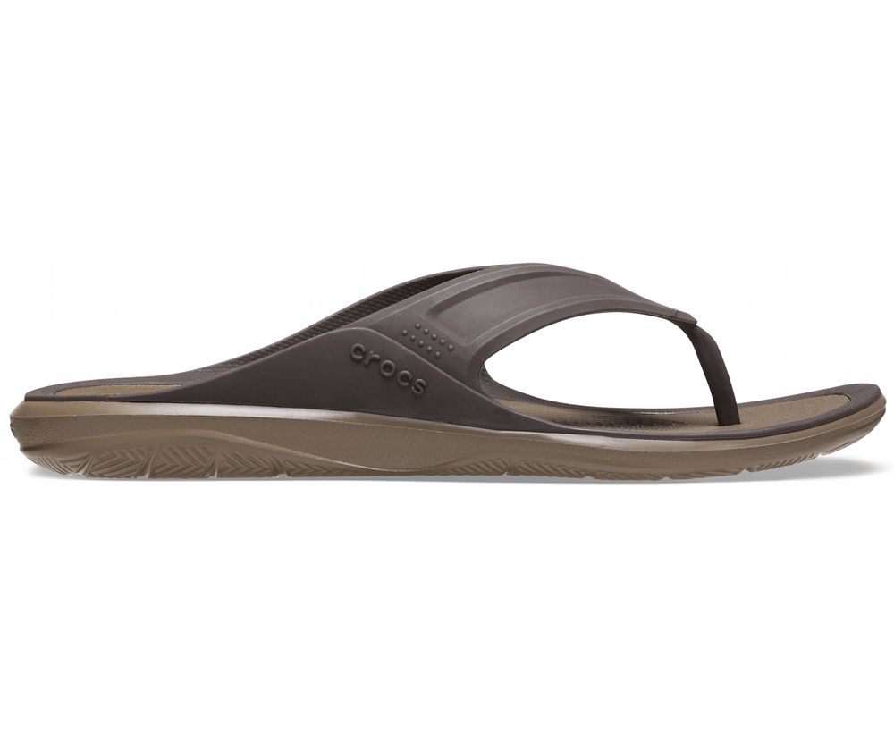 Crocs Swiftwater™ Wave Flip Sandaler Herre Brune | 483-HVURDB