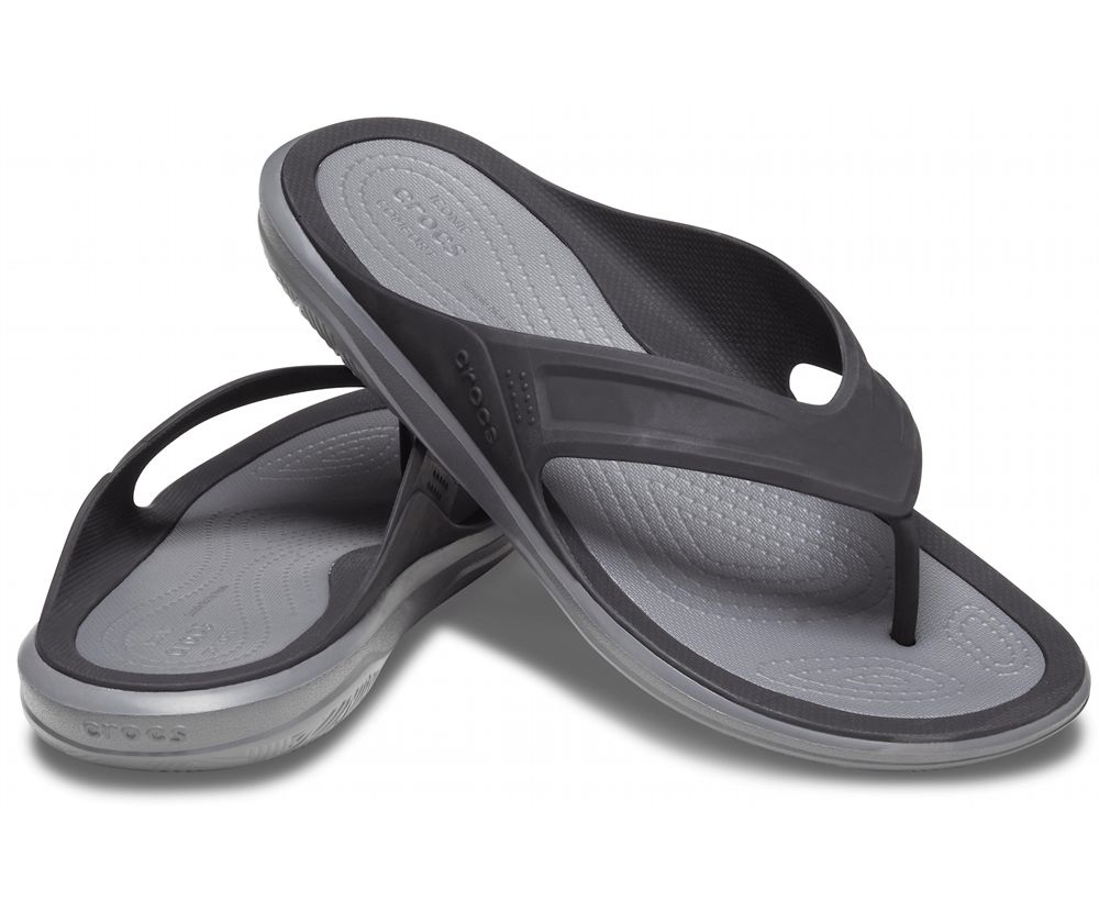 Crocs Swiftwater™ Wave Flip Sandaler Herre Sort | 517-BXZMOV