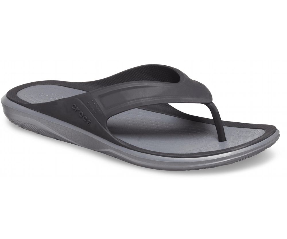 Crocs Swiftwater™ Wave Flip Sandaler Herre Sort | 517-BXZMOV